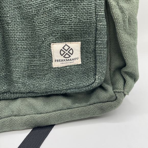 Organic Hemp Backpack Bag - Eco Friendly Rustic Travel Bag by Freakmandu - Green - Picture 2 of 3